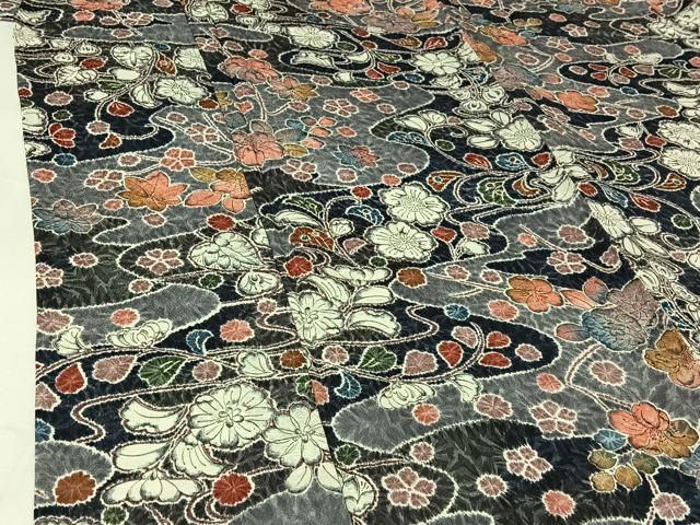 平和屋着物▽上質な小紋　単衣　絞り　辻が花　正絹　逸品　AABI2137jh