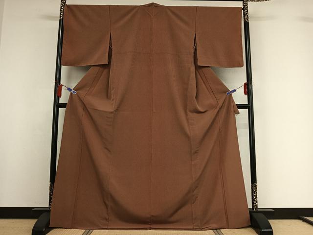 平和屋着物▽上質な小紋　単衣　変わり縞　正絹　逸品　未使用　AABI2138jh