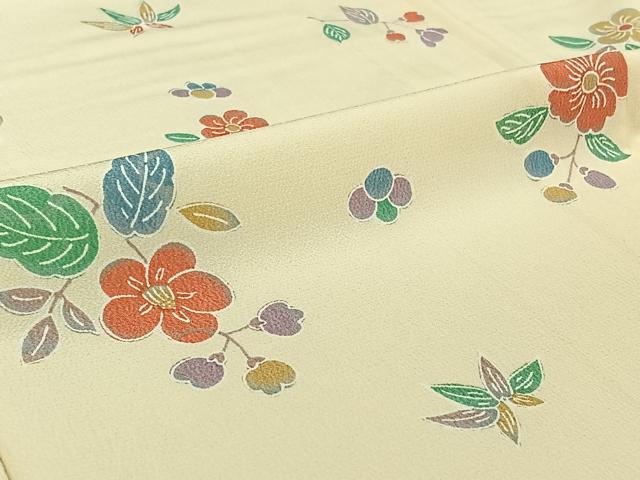 平和屋着物▽上質な小紋　単衣　草花文　正絹　逸品　AABI2139jh