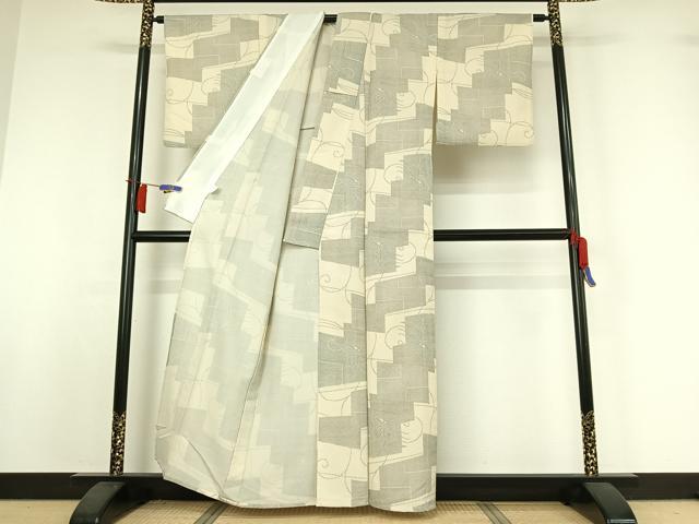 平和屋着物▽小紋　単衣　舞蝶文　洗える着物　AABI2140jh