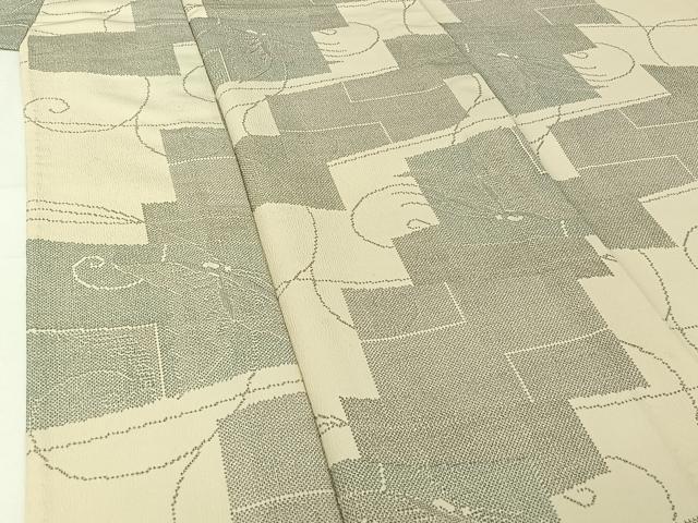 平和屋着物▽小紋　単衣　舞蝶文　洗える着物　AABI2140jh