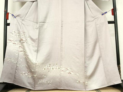 平和屋着物▽訪問着　単衣　風景花文　暈し染め　正絹　逸品　AABI2142jh