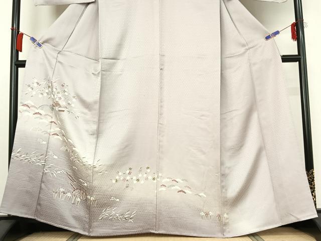 平和屋着物▽訪問着　単衣　風景花文　暈し染め　正絹　逸品　AABI2142jh