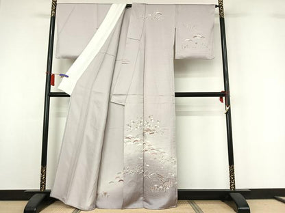 平和屋着物▽訪問着　単衣　風景花文　暈し染め　正絹　逸品　AABI2142jh