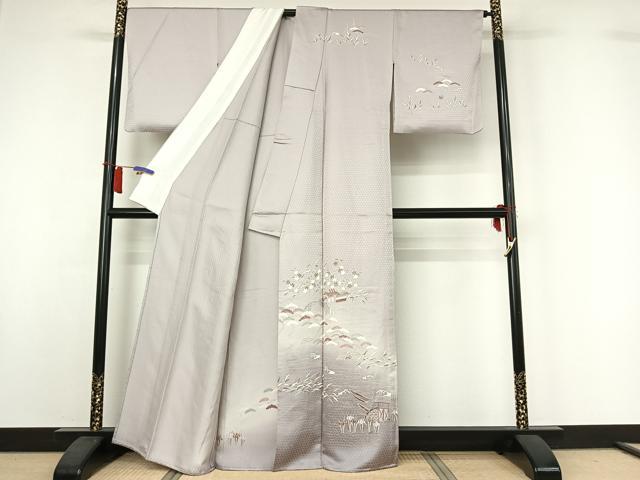 平和屋着物▽訪問着　単衣　風景花文　暈し染め　正絹　逸品　AABI2142jh