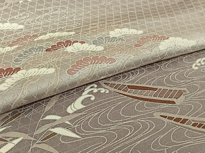 平和屋着物▽訪問着　単衣　風景花文　暈し染め　正絹　逸品　AABI2142jh