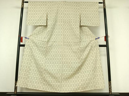 平和屋着物▽本塩沢　単衣　亀甲柄　正絹　逸品　AABI2145jh