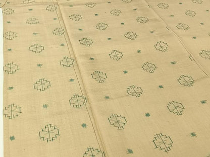 平和屋着物▽上質な紬　単衣　幾何学文様　正絹　逸品　AABI2147jh