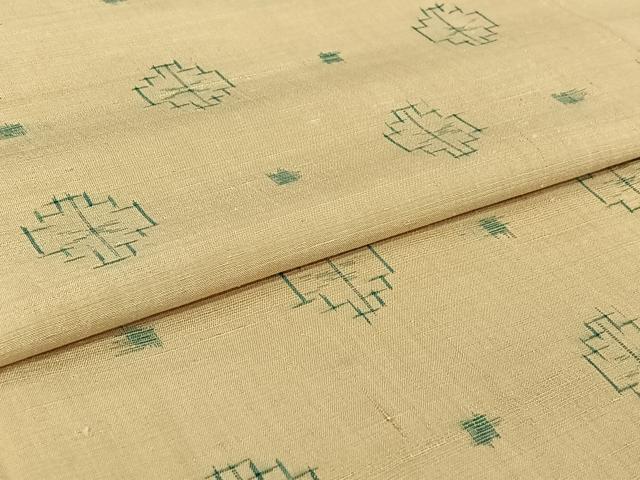平和屋着物▽上質な紬　単衣　幾何学文様　正絹　逸品　AABI2147jh