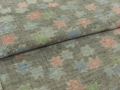 平和屋着物▽上質な紬　単衣　舞花文　正絹　逸品　AABI2148jh