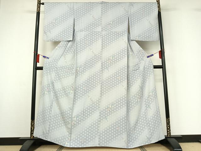 平和屋着物▽上質な小紋　単衣　糸巻文　正絹　逸品　AABI2150jh