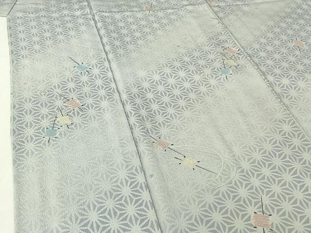 平和屋着物▽上質な小紋　単衣　糸巻文　正絹　逸品　AABI2150jh