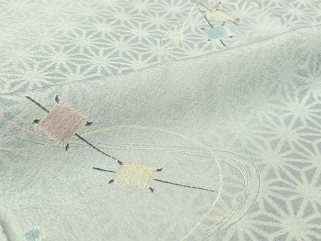 平和屋着物▽上質な小紋　単衣　糸巻文　正絹　逸品　AABI2150jh