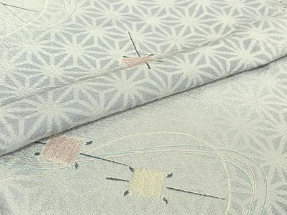 平和屋着物▽上質な小紋　単衣　糸巻文　正絹　逸品　AABI2150jh