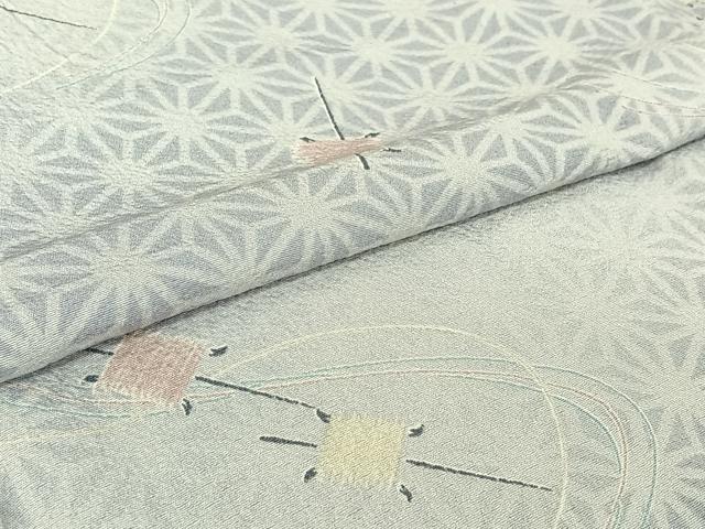 平和屋着物▽上質な小紋　単衣　糸巻文　正絹　逸品　AABI2150jh