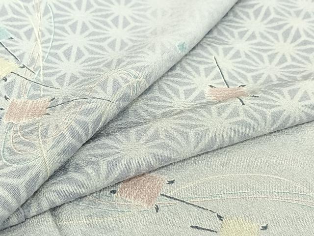 平和屋着物▽上質な小紋　単衣　糸巻文　正絹　逸品　AABI2150jh