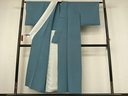 平和屋着物▽上質な色無地　単衣　浅縹色　正絹　逸品　AABI2152jh