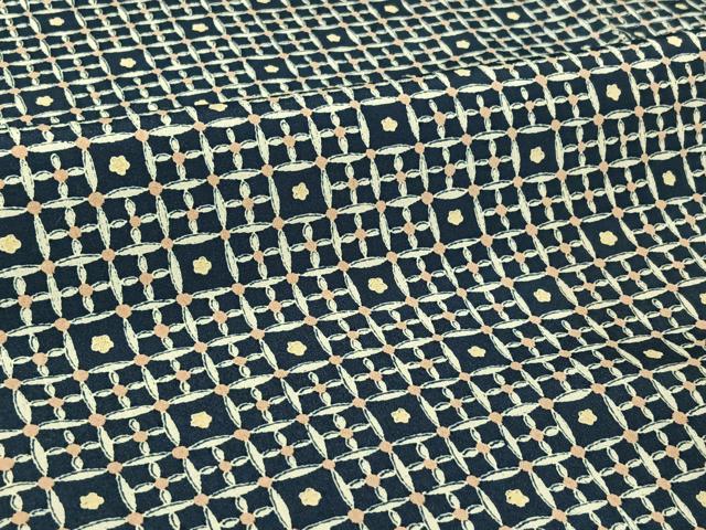 平和屋着物▽上質な小紋 単衣 格子花文 正絹 逸品 AABI2153jh