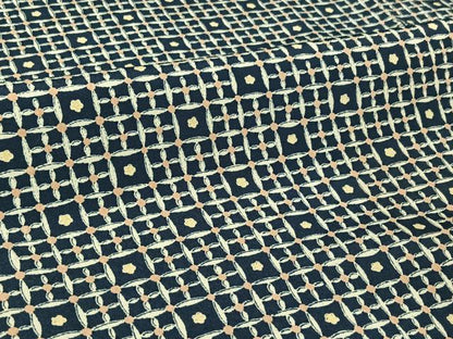 平和屋着物▽上質な小紋　単衣　格子花文　正絹　逸品　AABI2153jh