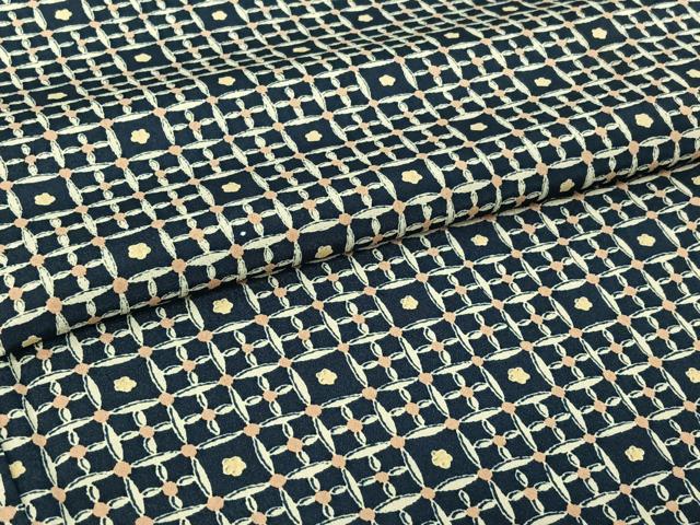 平和屋着物▽上質な小紋 単衣 格子花文 正絹 逸品 AABI2153jh