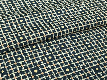 平和屋着物▽上質な小紋　単衣　格子花文　正絹　逸品　AABI2153jh