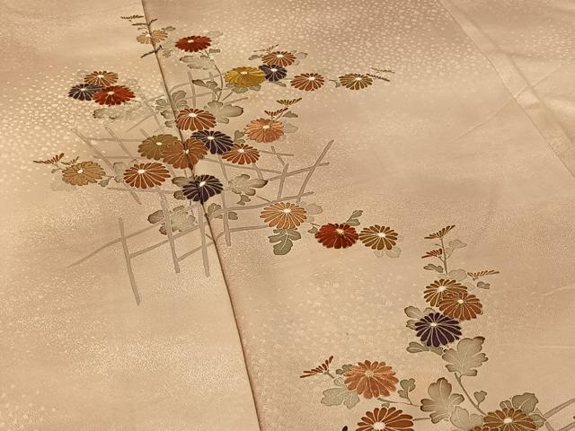 平和屋着物▽訪問着　単衣　刺繍　花籬文　暈し染め　金彩　正絹　逸品　AABI2155jh