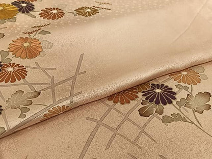 平和屋着物▽訪問着　単衣　刺繍　花籬文　暈し染め　金彩　正絹　逸品　AABI2155jh