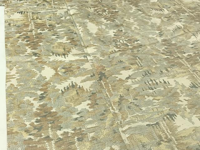 平和屋着物▽本場大島紬　白大島　単衣　風景文　正絹　逸品　AABI2157jh