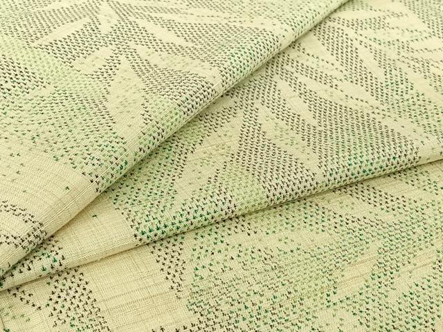 平和屋着物▽上質な紬　単衣　笹竹文　正絹　逸品　AABI2159jh