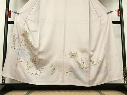 平和屋着物▽訪問着　単衣　扇面花文　暈し染め　金彩　正絹　逸品　AABI2160jh