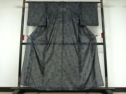 平和屋着物▽上質な小紋　無双　紗袷　紗×紗　花唐草文　正絹　逸品　AABI2166jh