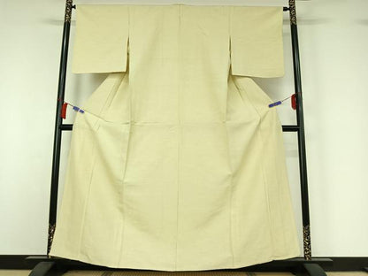 平和屋着物▽上質な紬　単衣　女郎花色　正絹　逸品　AABI2167jh
