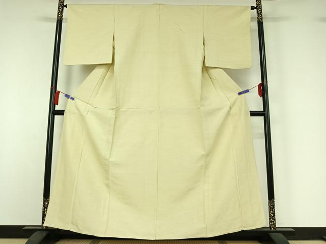 平和屋着物▽上質な紬　単衣　女郎花色　正絹　逸品　AABI2167jh
