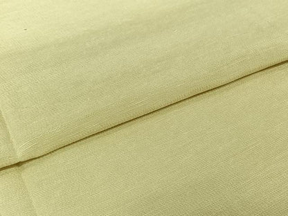平和屋着物▽上質な紬　単衣　女郎花色　正絹　逸品　AABI2167jh