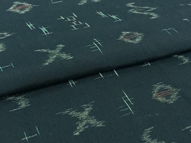 平和屋着物▽上質な紬　単衣　琉球絣　正絹　逸品　AABI2168jh