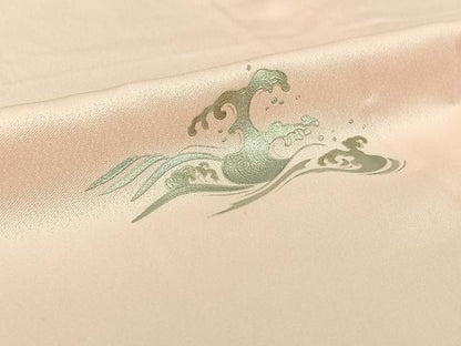 平和屋着物▽上質な小紋　単衣　立波文　銀彩　正絹　逸品　AABI2171jh