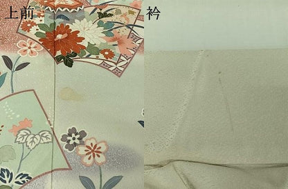 平和屋着物▽訪問着　単衣　冊子花文　暈し染め　金銀彩　正絹　逸品　AABI2172jh