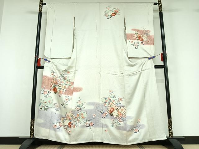 平和屋着物▽訪問着　単衣　冊子花文　暈し染め　金銀彩　正絹　逸品　AABI2172jh