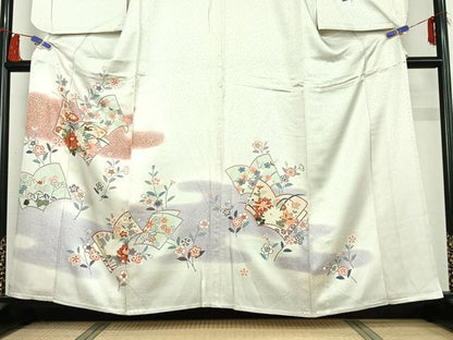 平和屋着物▽訪問着　単衣　冊子花文　暈し染め　金銀彩　正絹　逸品　AABI2172jh