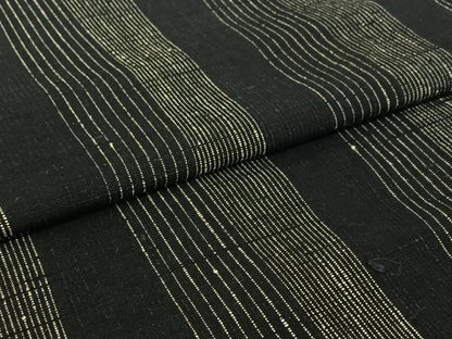 平和屋着物▽上質な紬　単衣　縞　黒地　正絹　逸品　AABI2175jh