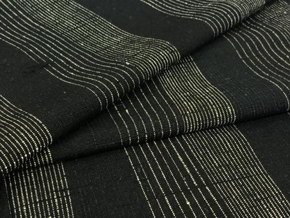 平和屋着物▽上質な紬　単衣　縞　黒地　正絹　逸品　AABI2175jh