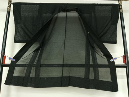 平和屋着物▽男性　羽織　スリーシーズン　春夏秋　塵除け　霞文　黒地　正絹　逸品　AABI2176jh
