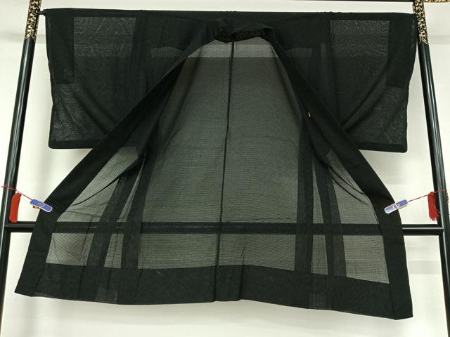 平和屋着物▽男性　羽織　スリーシーズン　春夏秋　塵除け　霞文　黒地　正絹　逸品　AABI2176jh