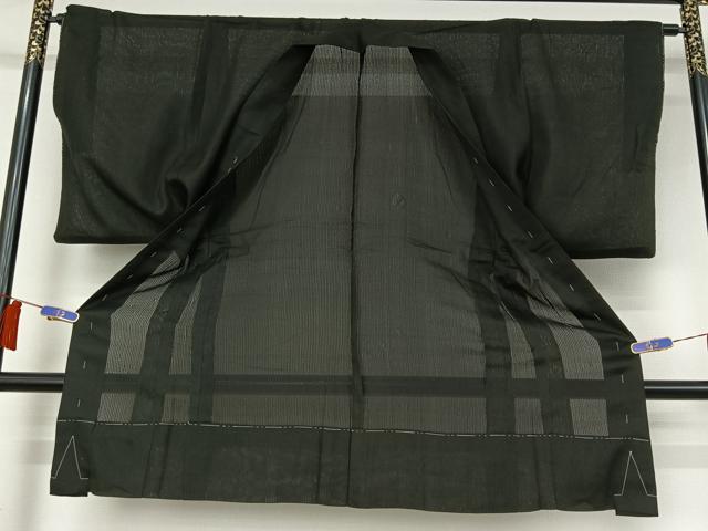 平和屋着物▽男性　羽織　スリーシーズン　春夏秋　塵除け　暗黒色　黒地　正絹　逸品　AABI2181jh