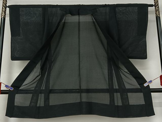 平和屋着物▽男性　羽織　スリーシーズン　春夏秋　塵除け　暗黒色　黒地　正絹　逸品　AABI2188jh