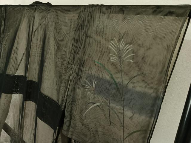平和屋着物▽訪問着　無双　紗袷　紗×紗　流水花文　暈し染め　金彩　正絹　逸品　AABI2190jh