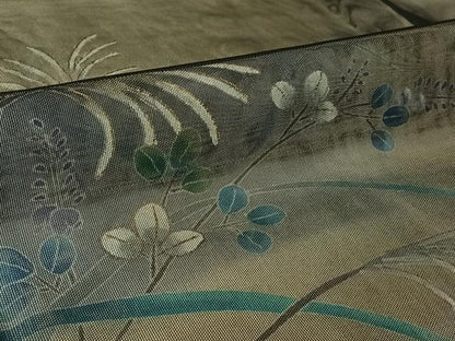 平和屋着物▽訪問着　無双　紗袷　紗×紗　流水花文　暈し染め　金彩　正絹　逸品　AABI2190jh
