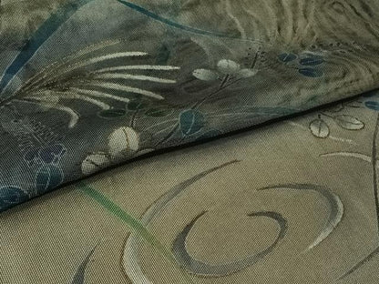 平和屋着物▽訪問着　無双　紗袷　紗×紗　流水花文　暈し染め　金彩　正絹　逸品　AABI2190jh