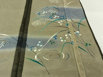 平和屋着物▽訪問着　無双　紗袷　紗×紗　流水花文　暈し染め　金彩　正絹　逸品　AABI2190jh
