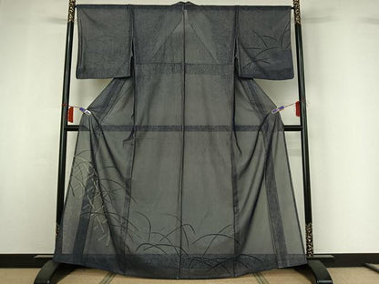 平和屋着物▽訪問着　無双　紗袷　紗×紗　流水芝文　正絹　逸品　AABI2191jh